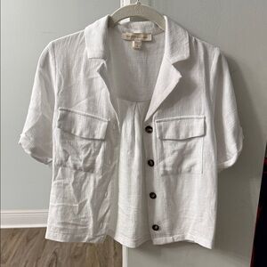 Monteau White Casual Button Down Shirt